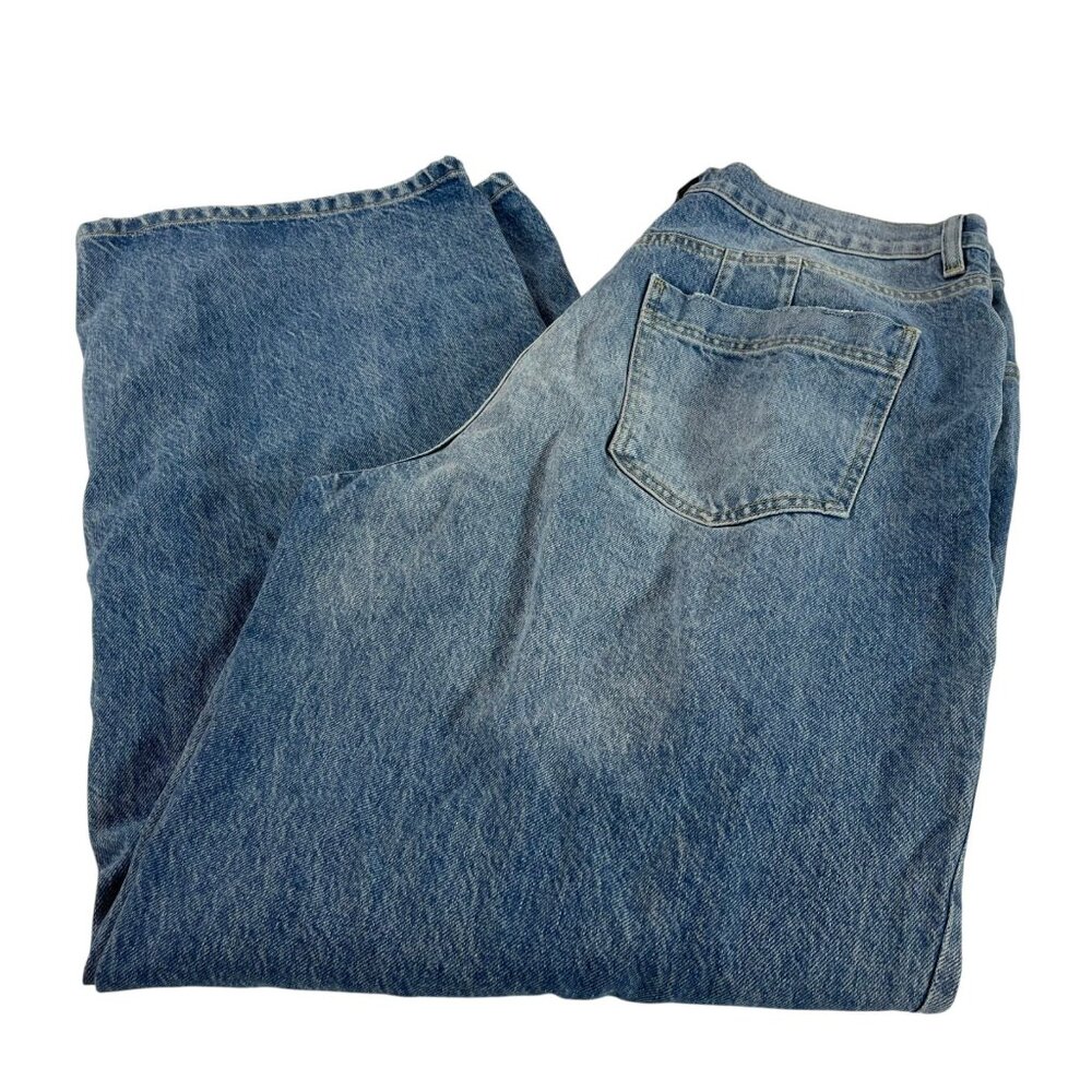 We The Free People Curvy Fever Pitch Boyfriend Jeans Sz 33 Womens Blue Ripped